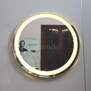 Gương tròn khung inox đèn led