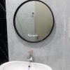 Gương tròn nhà tắm treo tường khung đen 60cm