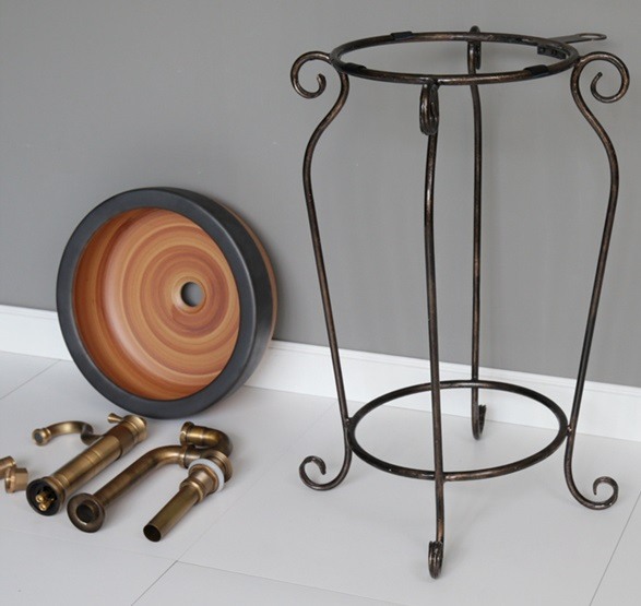 Hình ảnh thực tế chân kệ đặt chậu lavabo Kanly FP 10