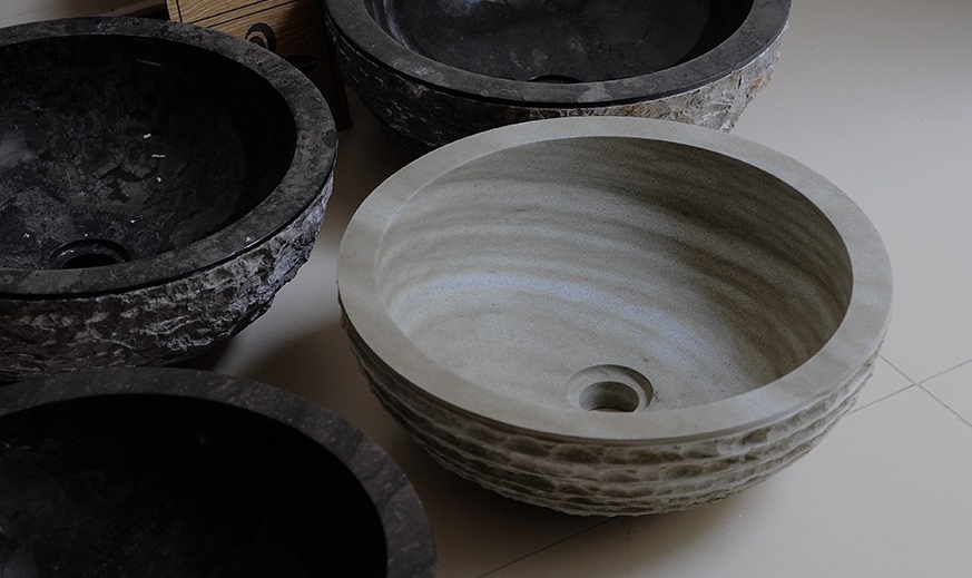 Hình ảnh thực tế chậu lavabo Kanly MAR 25Bi đá marble