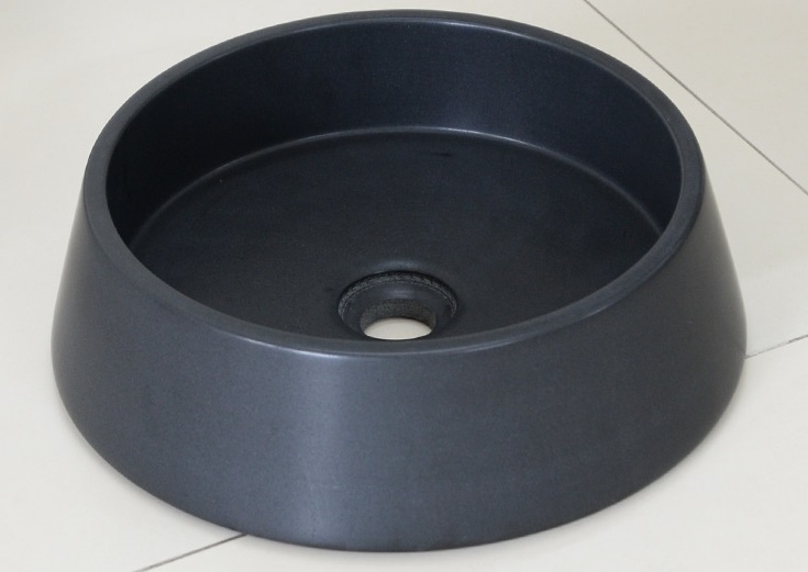 Hình ảnh thực tế bồn rửa mặt đá tự nhiên MAR42V Kanly màu đen 