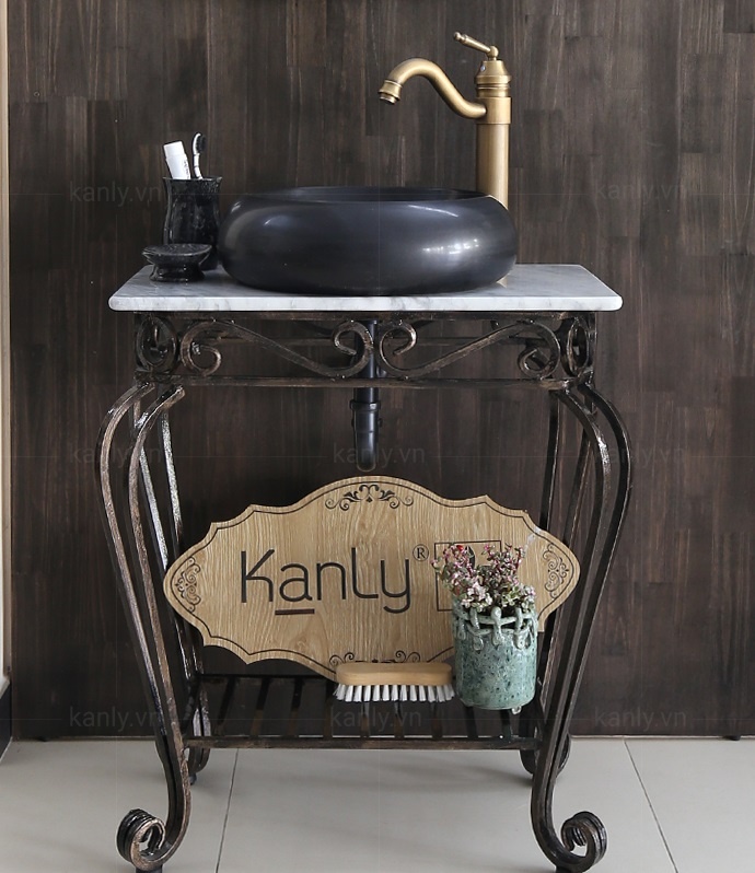 Hình ảnh thực tế bồn rửa mặt đá nguyên khối MAR 122V Kanly