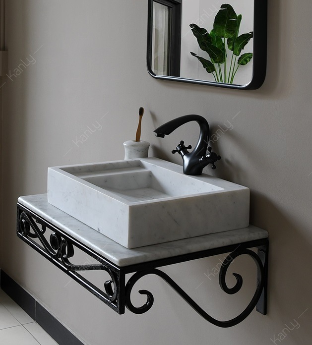 Hình thực tế chậu đặt bàn MAR23V Kanly đá tự nhiên