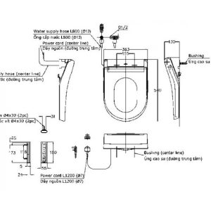 Nắp Rửa Điện Tử Washlet TOTO TCF34570GAA Giấu Dây S5