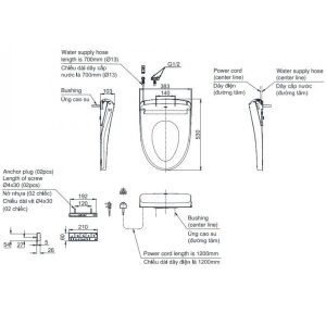 Nắp Rửa Điện Tử Washlet TOTO TCF47360GAA (W23) Đóng Mở Tự Động Giấu Dây S7