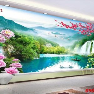 Tranh gạch 3d phòng khách STM220