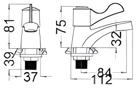 Bản vẽ kích thước vòi nước lạnh Caesar B027C